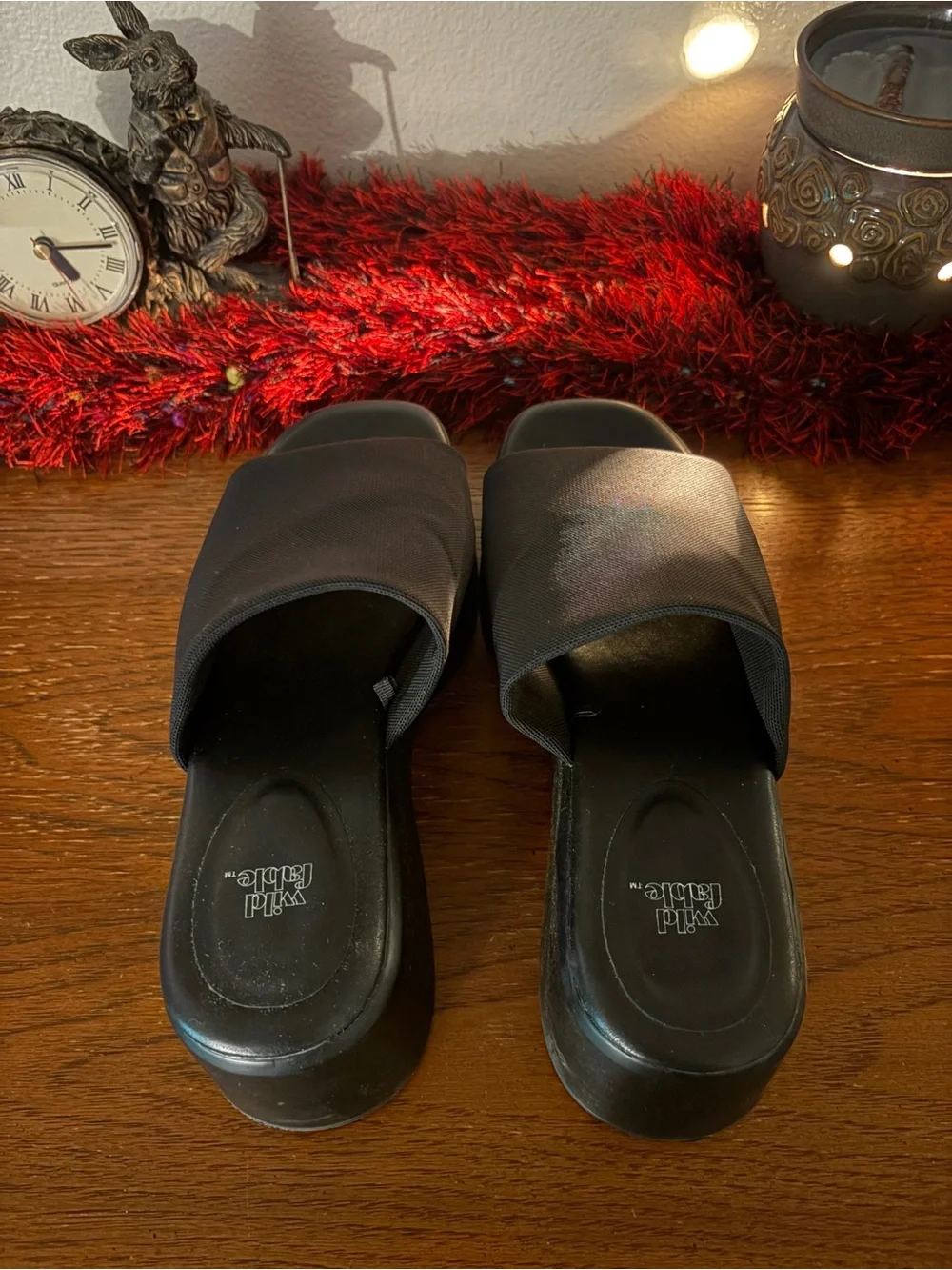 Target Black Slide Sandals with Wide Fabric Strap